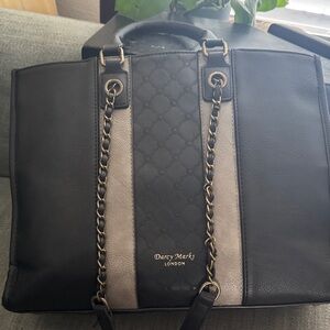 Darcy Marks London Black and Taupe Leather Tote Bag